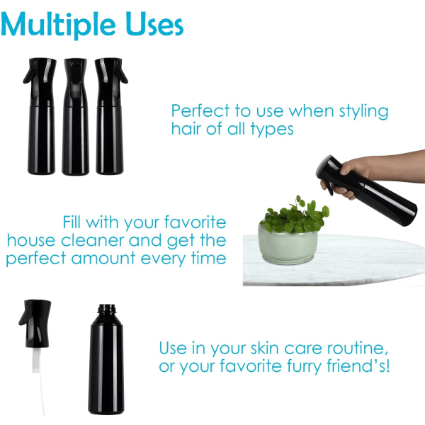 Kontinuerlig sprayvattenflaska, Hair Mist Sprayer, lösningsmedel & BPA