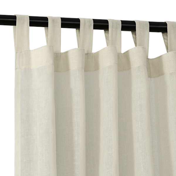 Lin gardin i linlook, halvtransparent med hemper, til stue, hus