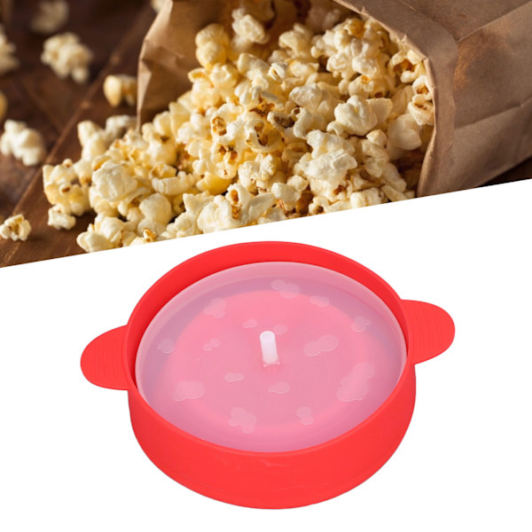 Stor mikrobølgeovn popcorn popper med lokkhåndtak BPA-fri sammenleggbar 40℃ til +230℃ DIY matvarekvalitet silikon popcornbolle (rød)