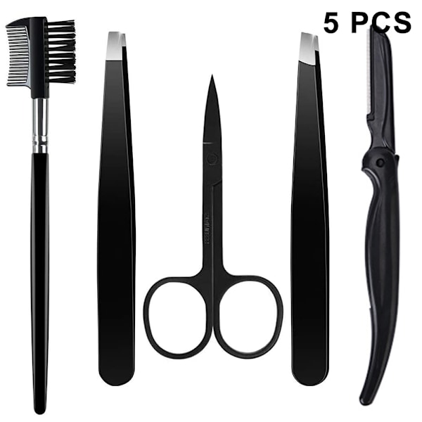 Øjenbryn Kit, 5 i 1 Pincet til Øjenbryn, Professionelt Øjenbrynplejesæt inkluderer Rustfrit Stål Øjenbryn Razor Øjenbryn Børste Øjenbryn Saks