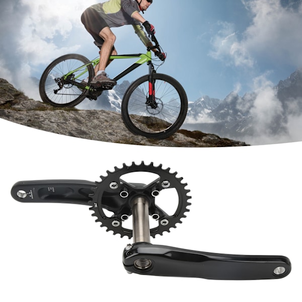 Mountain Bike Crankset 170mm Hollow Integrated Crank Arm Set with Bottom Bracket 36T Wide Narrow Teeth Single Chainring Black