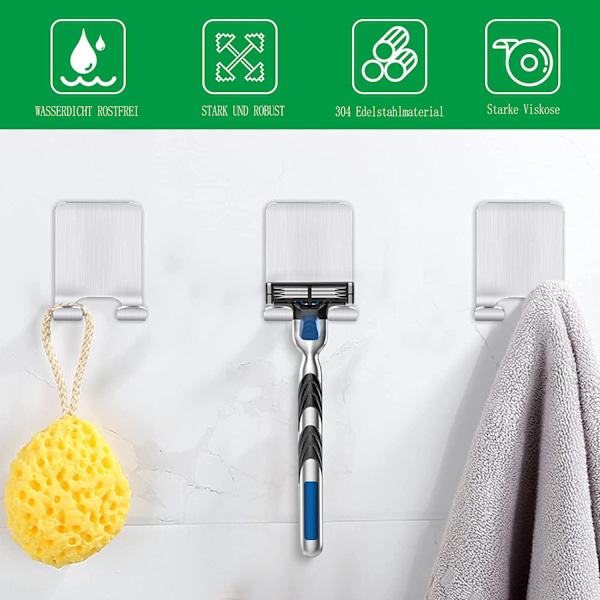 Grooming Station, Rostfritt Stål Multifunktionell Organizer Självhäftande Starka Krokar För Badrum Kök, Kraftig Förvaringskrok Vatten