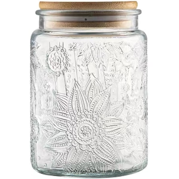Lufttät Förvaringsburk i Glas, Klar Glasbehållare med Bambulock för Vintage Glasburk, Elegant Vintage Design med Lufttät Försegling för Maximal Fräschör