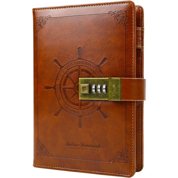 B6 Journal Vintage Brown Rudder Leather Journal Dagbok Notatbok
