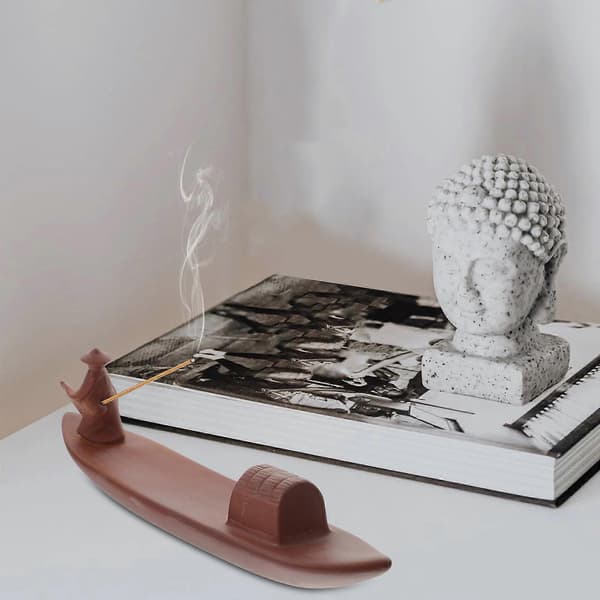Rökelsehållare Keramikbricka för aromaterapi 3-pack kaffefärgad