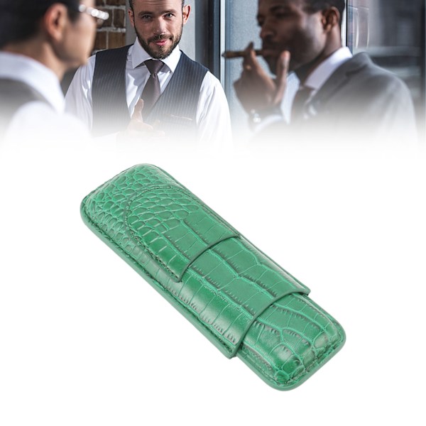 Cigar Etui Holder Blødt Læder Bærbart Slidstærkt Vintage Cigar Humidor til Fødselsdag Grøn