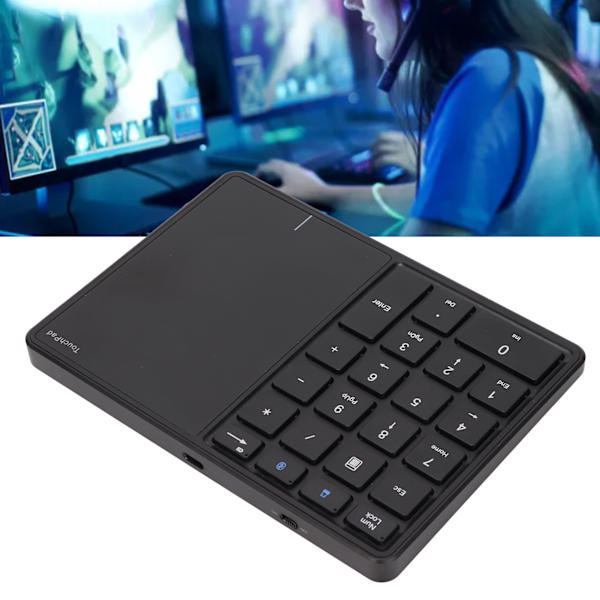 2 i 1 Trådlös Nummerplatta Touchpad 22 Tangenter Trådlös BT4.2 2.4G Typ C Laddning 500mAh Batteri Numeriskt TangentbordSvart