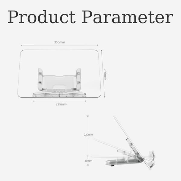 Alsidig Justerbar Akrylstativ til Læsning, Stilfuldt Ergonomisk Design, Multifunktionelt Foldbart Stativ med Elastiske Sideclips, Ideel til Bøger