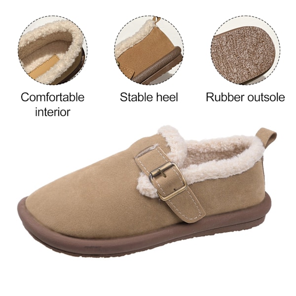 Dames Plys Sko Efterår og Vinter Mode Blød Bund Slip-On Fleeceforet Varme Bomuldsfyldte Sko Plus Størrelse Boken Sko