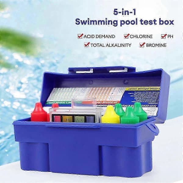 5-vägs testkit för pool & SPA, syra-efterfrågan, klor, total alkalinitet, brom, pH, vattenkvalitetstestare, ny 2026