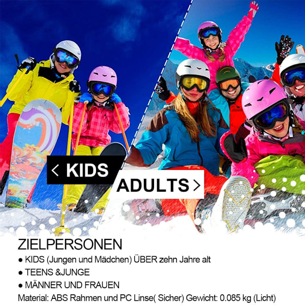 Skibriller, snowboardbriller, vindbeskyttelse, antireflekslinser
