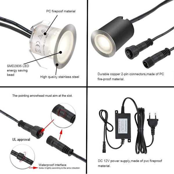 Solardriven infälld utomhusmarkspotlight, energibesparande lågvolt LED landskapsbelysning för utomhusbruk, med IP67 vattentät för inom- och utomhusbruk
