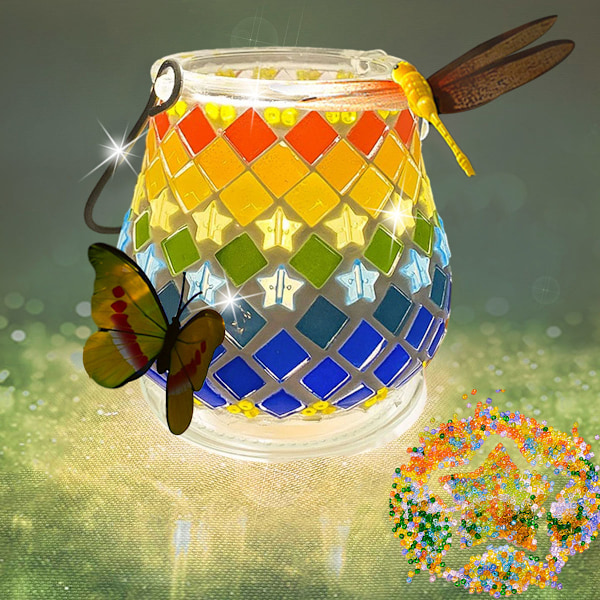 Dekorativ Ljuskopp Glasmosaik Ljushållare Kit, Naturliga Material Unik Stil Mosaikdesign Gör-det-själv Set Inkluderar Alla Tillbehör För Hantverk