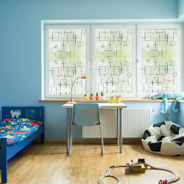 Frostad fönsterfilm för insynsskydd, återanvändbar dekorativ icke-självhäftande insynsfilm för glasfönster i hemmakontor (45 x 200 cm)