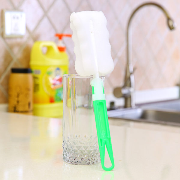 3 STK rengjøringsbørste for svampflasker med lang plasthåndtakskopp
