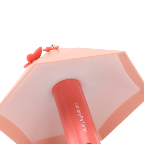 Paraplyformad LED-sänglampa USB-laddningsbar 3 växlar LED-sovrumsläslampa 500mAh Rosa