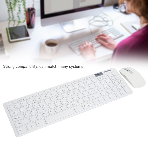 Mus og tastatur sæt trådløs 10m fjernforbindelse smart sleep fingerboardand mus combo til IOS/Windows/Android hvid