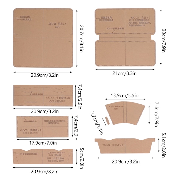8 kpl lompakon akryylimalli, ammattimainen tarkka leikkaus, läpinäkyvä pitkä lompakon mallipohja DIY-käsintehtyyn