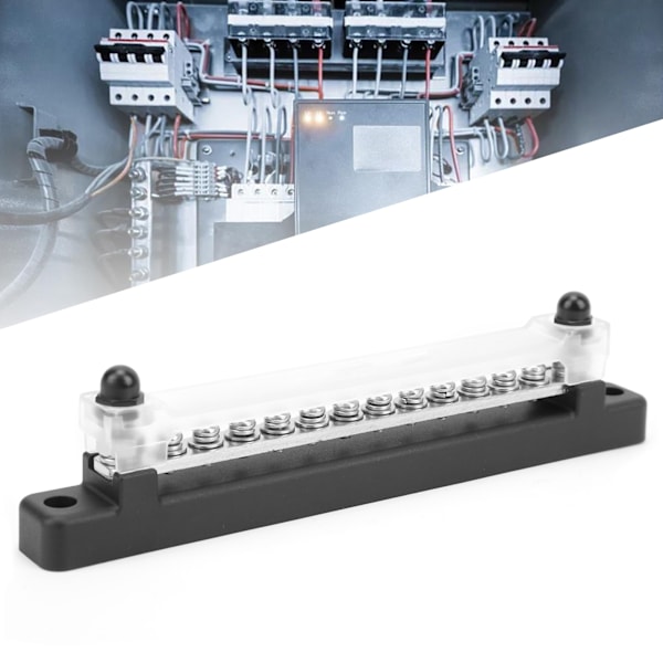12 Terminal Bus Bar 150A BusBar Block med Transparent Deksel for Bil Båt Marine Caravan RV