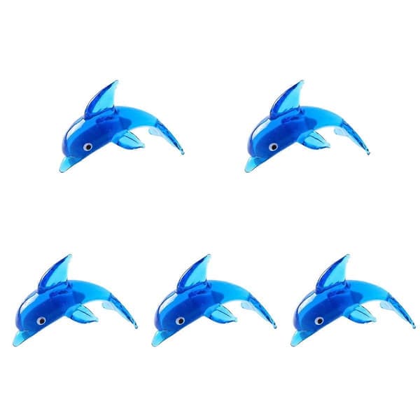 Glasdelfin-staty, eleganta glasdelfinfigurer, 5 st