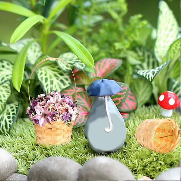 Mini-blomkorg i bambu för förvaring, 12-pack dekorativa korgar