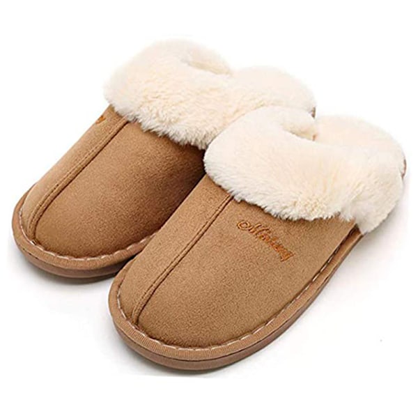 Kvinners tøfler, fluffy myke varme slip on tøfler