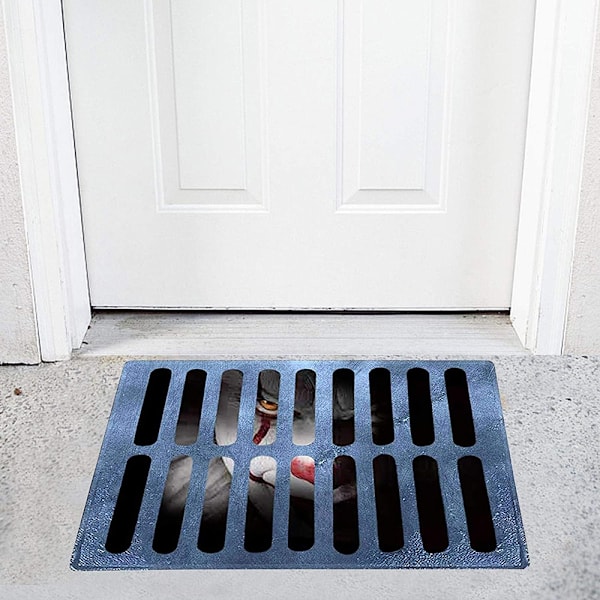 3D Illusion Clown Matta, Skräckfilmsclown Halkfri Matta för Utomhus Välkomnande, Lätt att Rengöra Låg Profil Flanell, Anti-Slip Design för Inomhus och