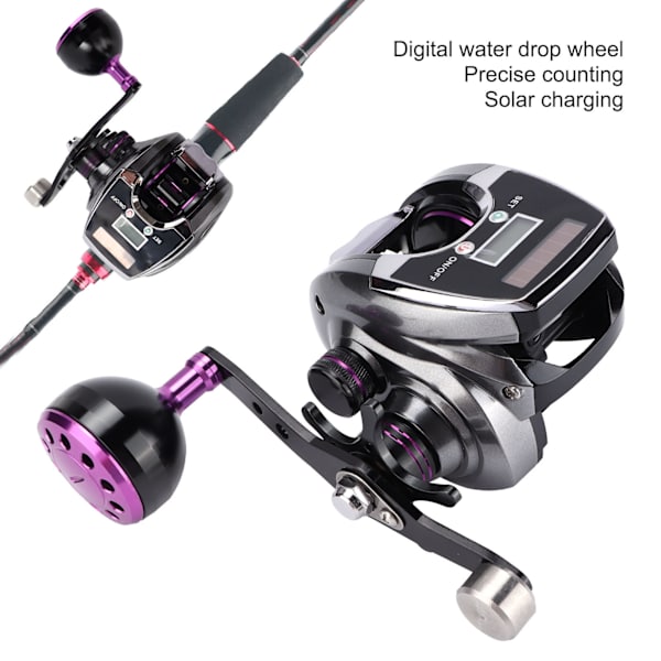 Vandtæt digitalt display baitcasting hjul 8.0:1 hastighedsforhold 18+1 leje nummer fiskehjulstæller (højre hånd)