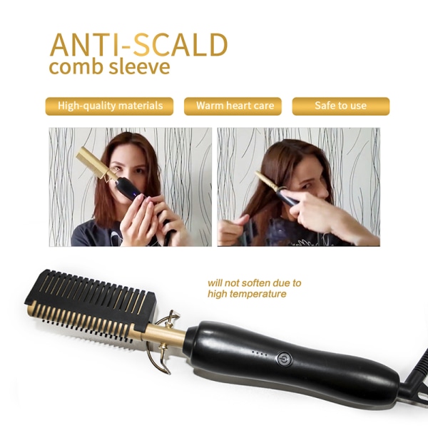 winnerruby Electric Hair Hot Comb Glatningskam |Guld/Sort