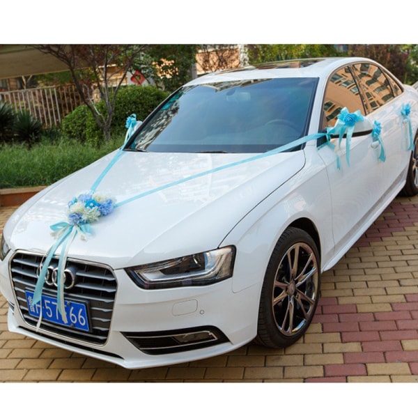 Bröllop Bil Dekoration Konstgjorda Blommor Ståndare Blad Siden