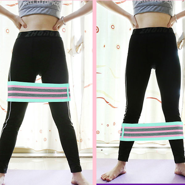 2 st/set Fitness Resistance Loop Bands halkfria elastiska träningsband ben rumpformare mintgrön