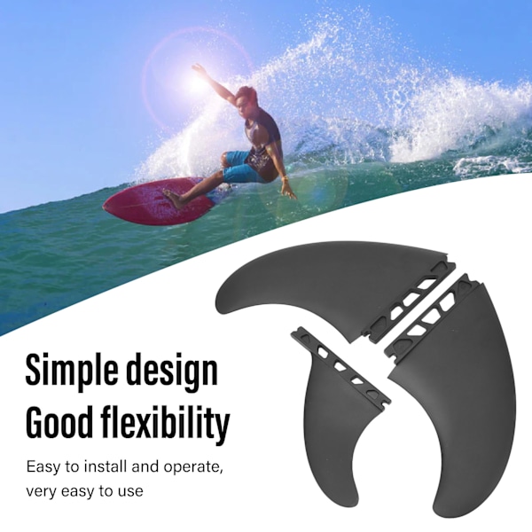 3PCS Surf Fin Set Fleksibel Stabil Lett Holdbar PVC Surfebrett Finne for Oppblåsbare Surfebrett Longboard