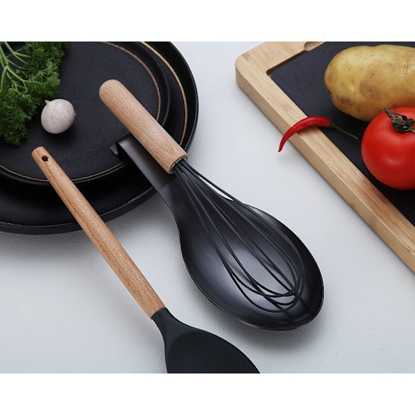 Kraftig skedhållare i rostfritt stål, matt svart, diskmaskinsäker, stor storlek, köksredskapshållare för spishäll, giftfri, rostbeständig