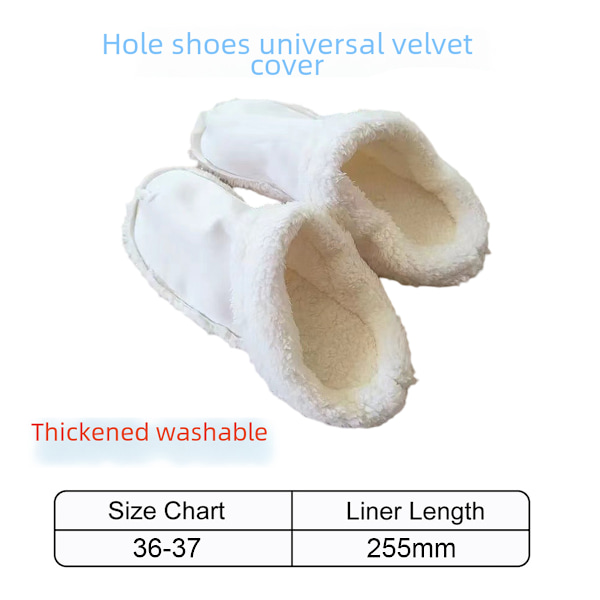 Irrotettava puuvillainen irrotettava villapeite irrotettavat ja pestävät tossut kengät puuvillapeite reikävuori sametti uusi talvi pehmo white 36/37
