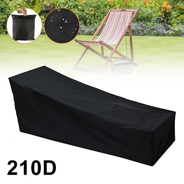 Lounge Stol Betræk Vandtæt Udendørs Have Anti-UV Holdbar 210D Material Premium Chaise Stol Betræk 210*75*40*80cm