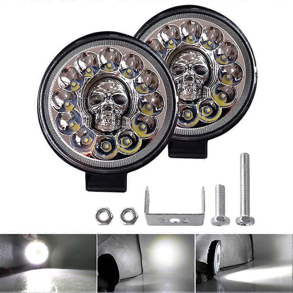 Cool Skull Rund LED-strålkastare för bil, kraftfullt extraljus för fordonsmodifiering 1 Pair