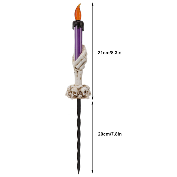 2 stk. Halloween stearinlys stager varmt lys 120mah plastik skelet spøgelse hånd stearinlys til Halloween lilla
