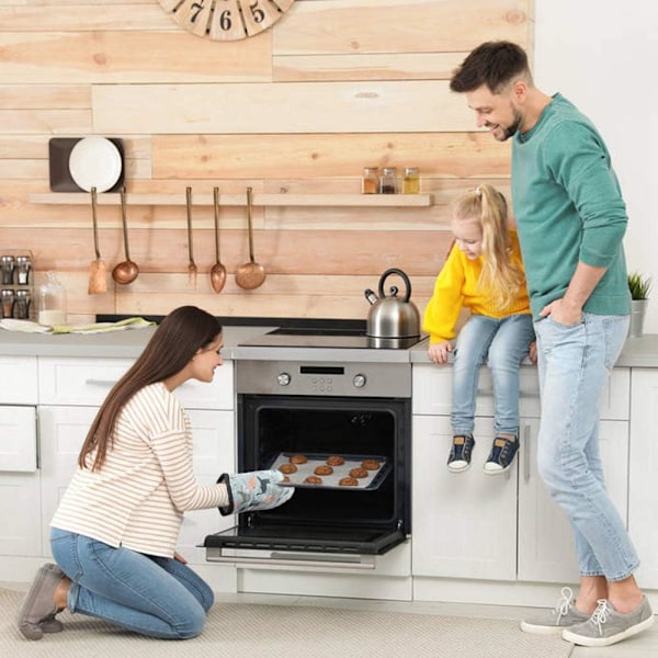Äventyrlig kökskompis, mångsidiga ugnsvantar värmebeständiga kökshandskar för bakning matlagning grillning, halkfritt grepp hängögla,