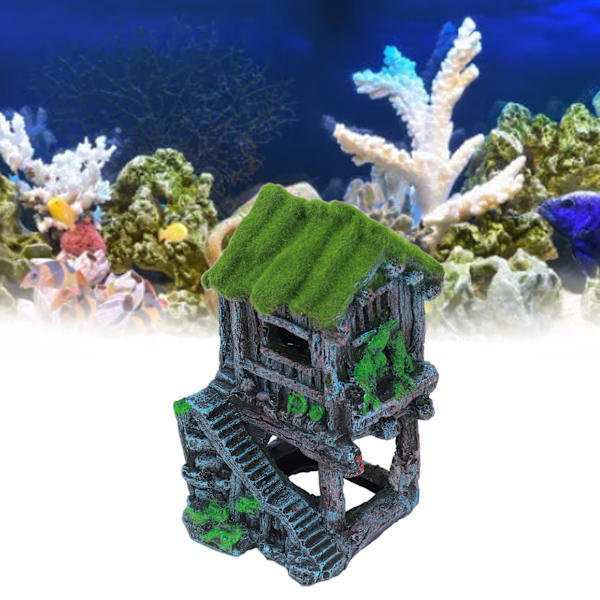Akvarium Resin Paviljong Ornamenter Levende Livaktige Detaljer Trygt Resin Fisketank Paviljong Landskapsarbeid for Dekorasjon