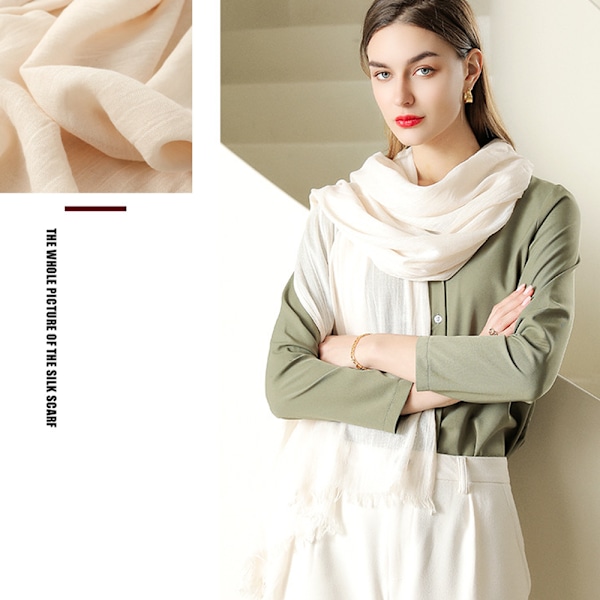 Dam Scarves Lättviktig Stor Lång Gase Elegant Släta Sjalar