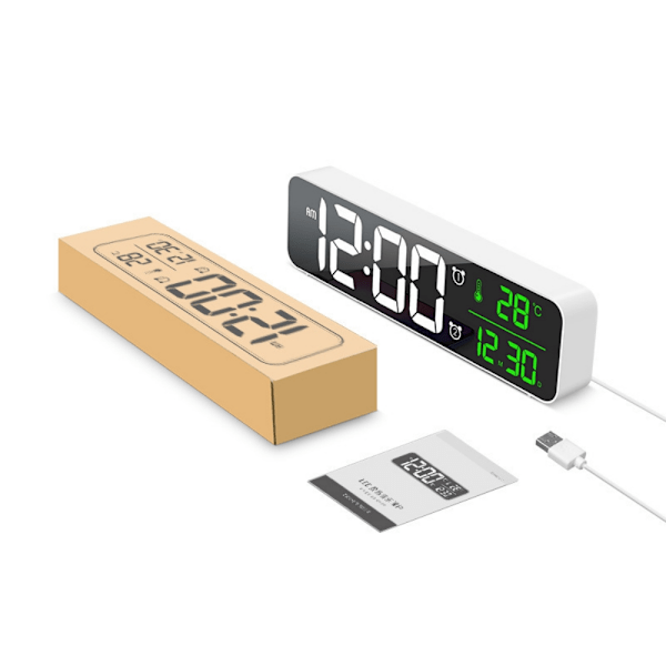 Digital Väckarklocka, LED Musikväckarklocka med Högkontrast Skarp Display för Vardagsrum Kontor, Tidsminnesfunktion för Seniorer, Högljudd för Tunga Sovare