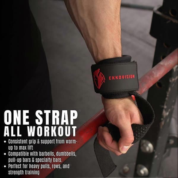 Lyftremmar med handledsstöd för gym, styrkelyft och tyngdlyftning