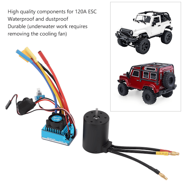 3650 3100KV harjaton moottorisarja 120A ESC vedenpitävä XT60-liitin RC-päivitys yhdistelmä 1/10 1/8 RC-autoon