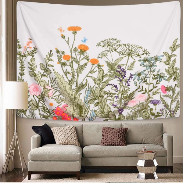 Färgglada blommor växter Tapestry Vintage örter Tapestry Wild