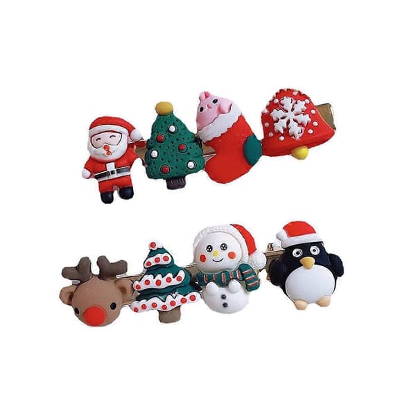 Jultomte hårspänne i harts 2-pack blandade färger för barn