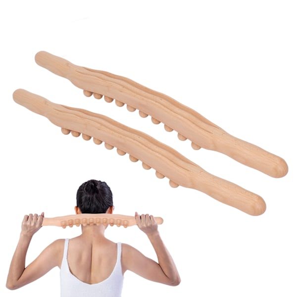 2 Pcs Wooden Scraping Stick Relieve Fatigue 20 Massage Points Smoother Massage Roller Stick for Beauty Salon Home