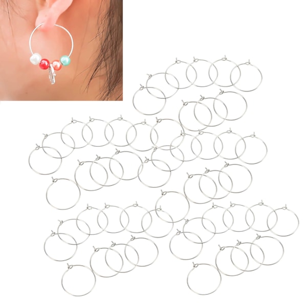 50 stk. 20 mm Bulk Hoop Øreringe Rustfrit Stål DIY Anti Allergi Vinglas Ringe Smykkefremstilling Bryllup Fødselsdagsfest