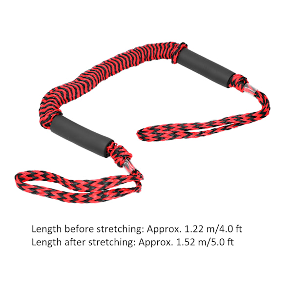 Båd Bungee Dock Lines Elastisk Kaj Reb PE Strækbar Fortøjning Marine Båd Bungee Reb Røde og Sorte Krusninger