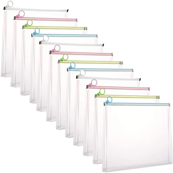 9x12 genomskinliga blixtlåsplastkuvert Arkiv Dokumentpappershållare
