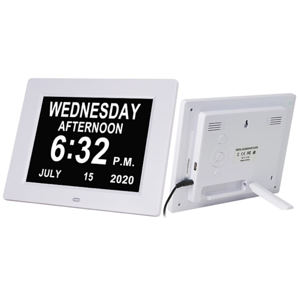 Visionär Tidmätare, Klocka med Dag och Datum, Extra Stor Display Digital Kalender, Automatisk Dimning IPS-Skärm, Alarm och Medicinpåminnelse (8\")